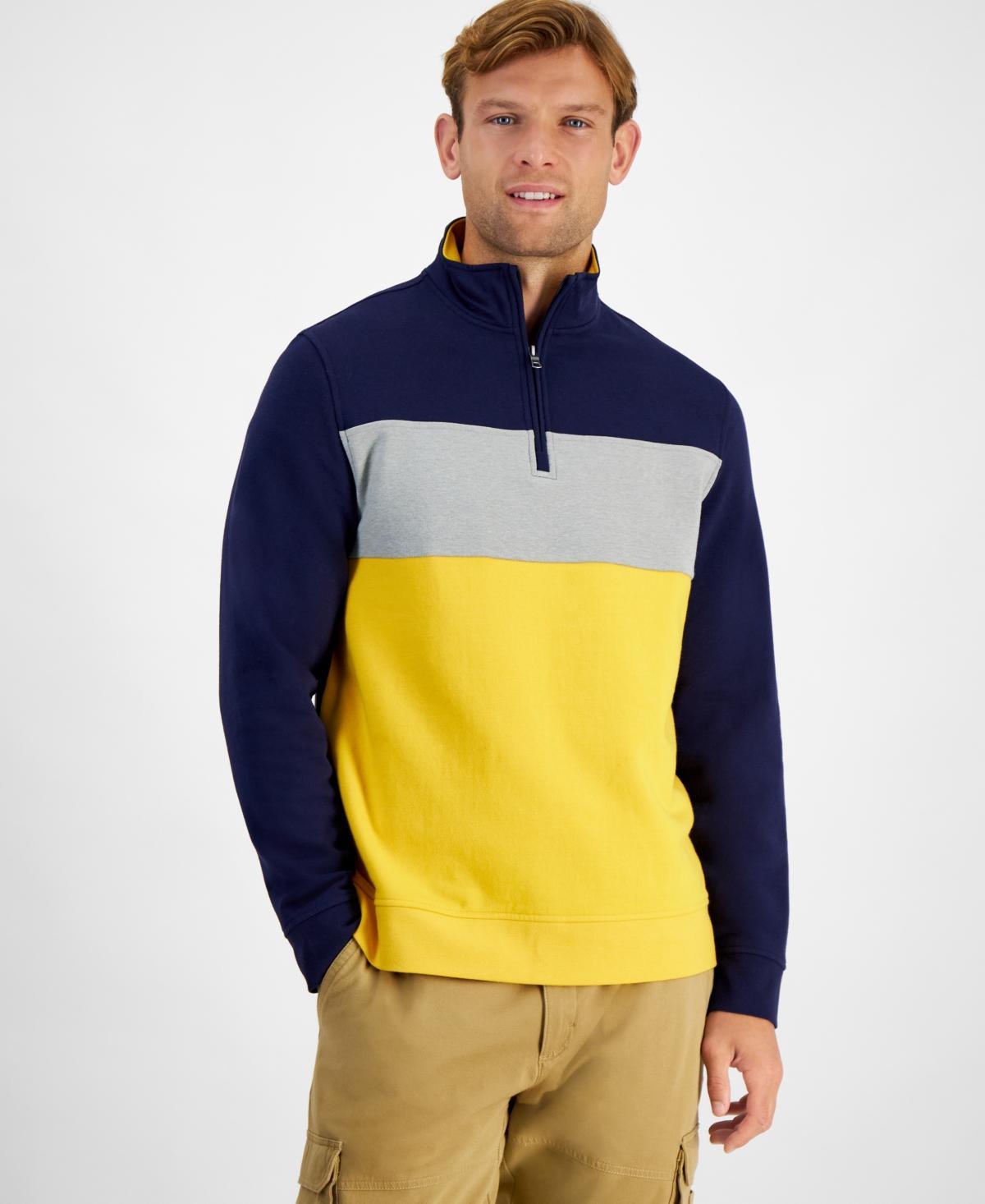 Club Room Mens Quarter-Zip Colorblocked Fleece Sweater, Created for Macys Product Image