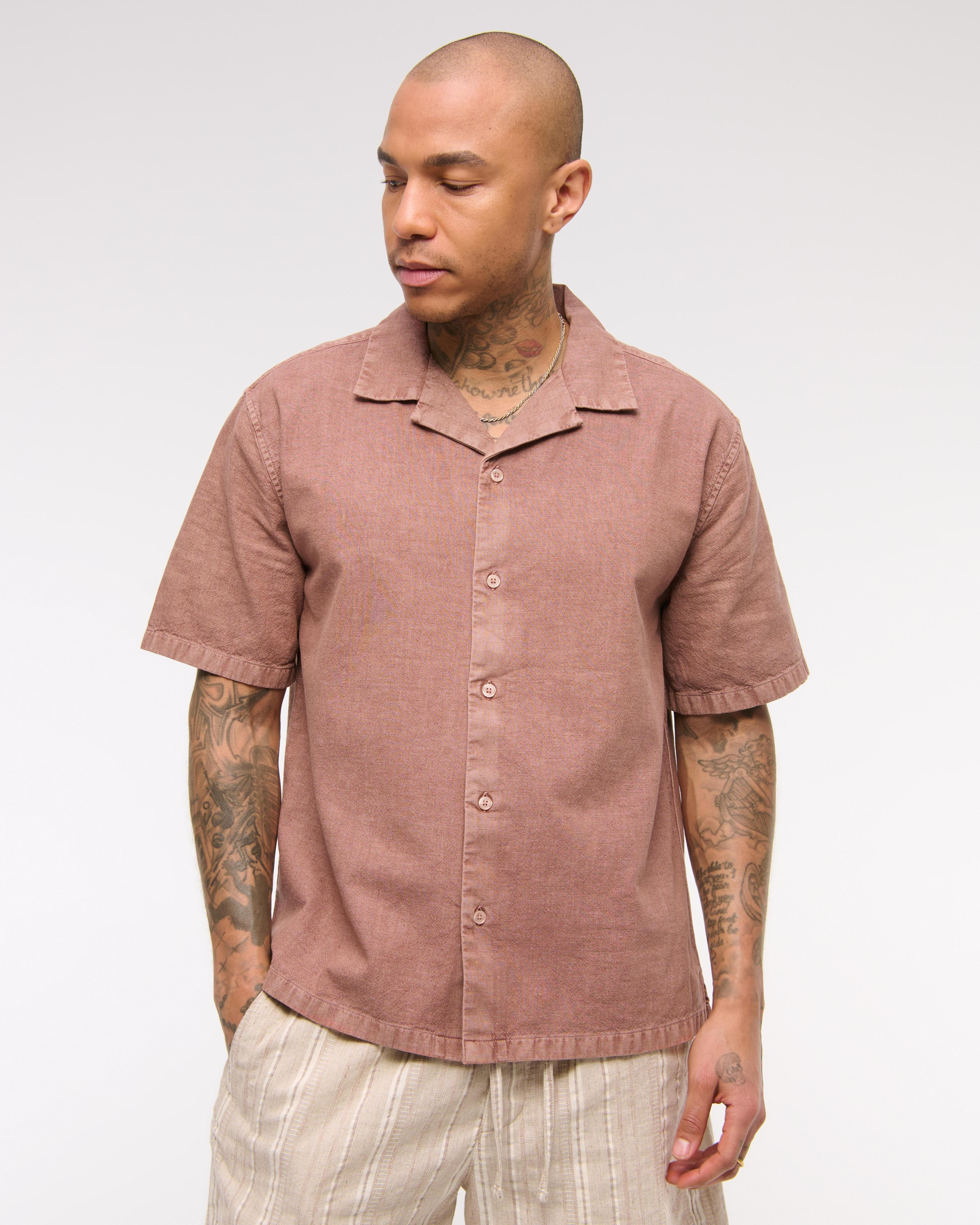 Camp Collar Summer Linen-Blend Shirt Product Image