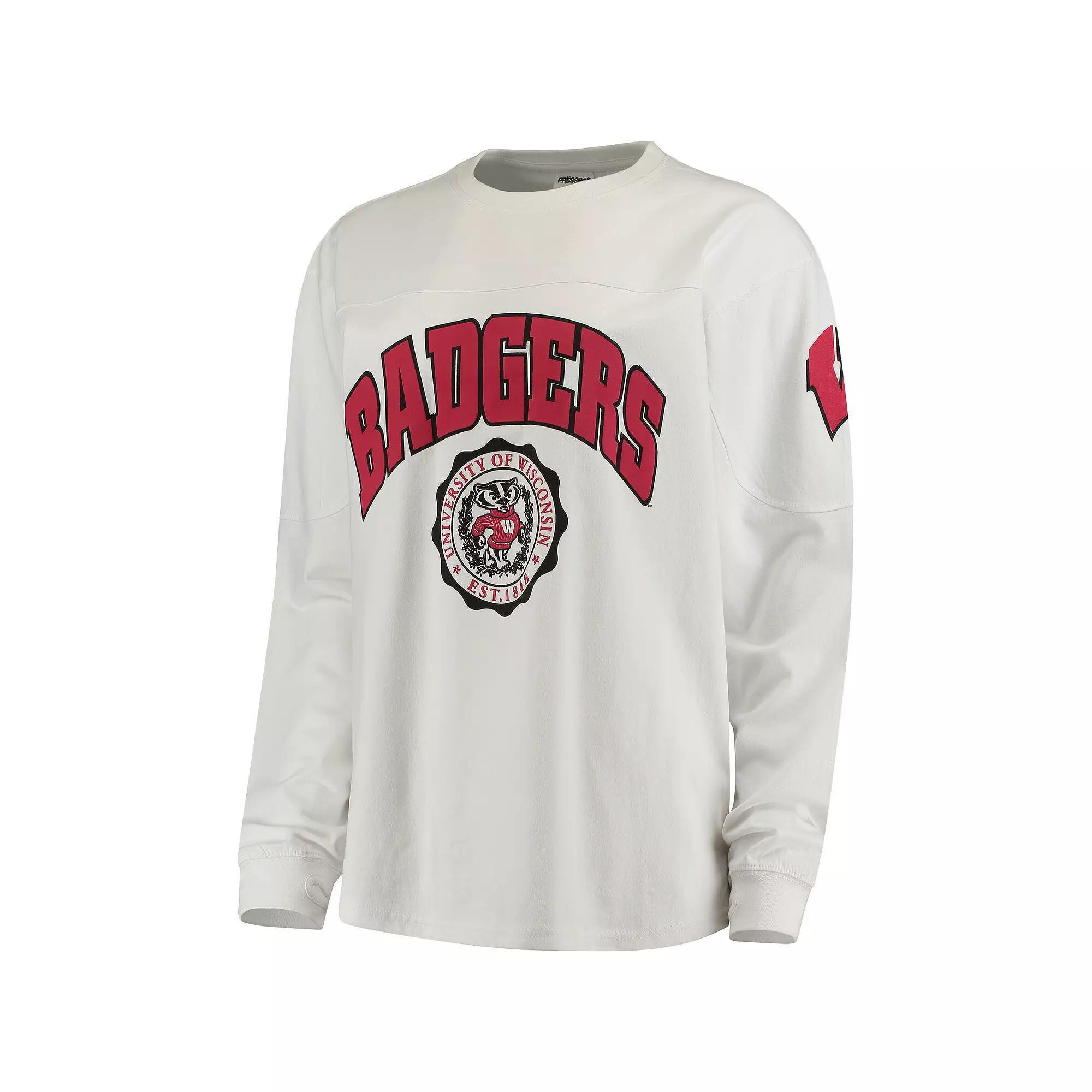 Women's White Wisconsin Badgers Edith Long Sleeve T-Shirt,  Product Image