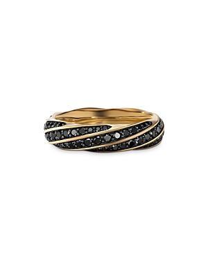 Mens 6MM Cable Edge Band Ring With Black Pav Diamonds Product Image