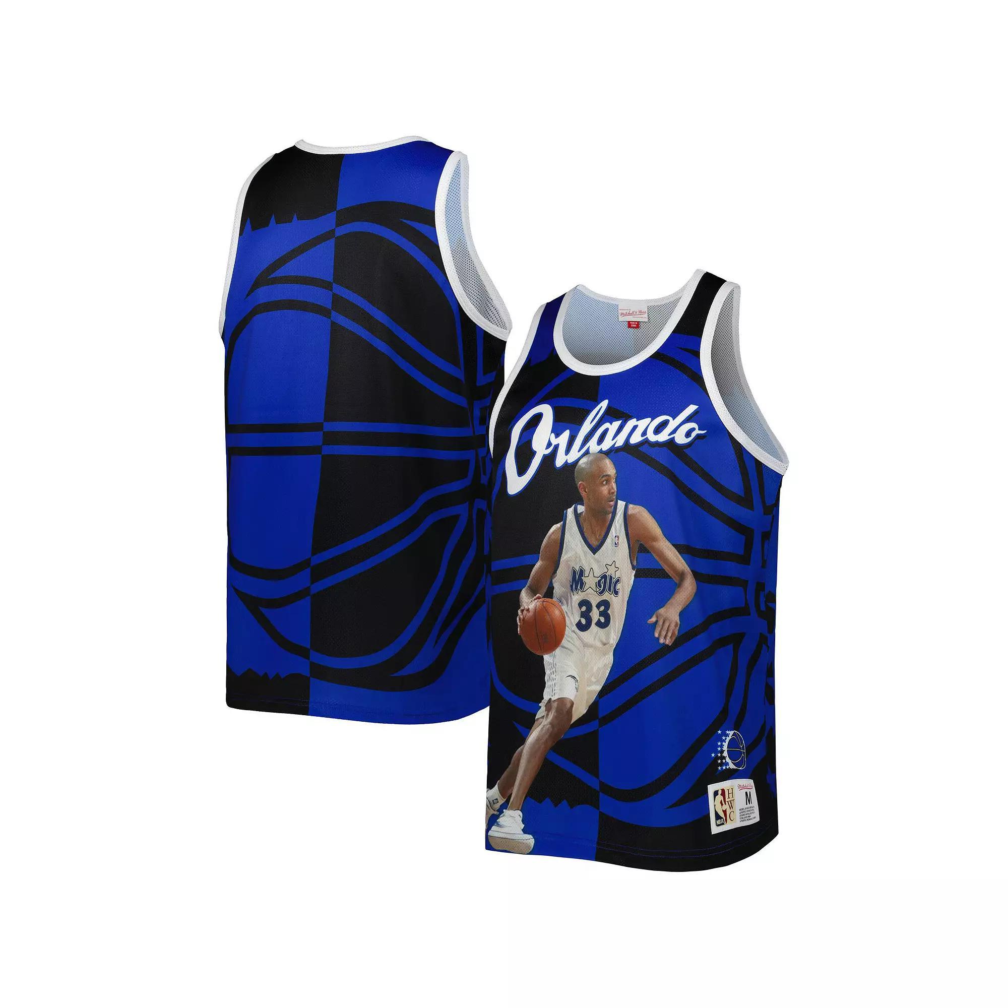 Men's Mitchell & Ness Grant Hill Blue/Black Orlando Magic Sublimated Player Tank Top, Size: Large, Mag Blue Product Image