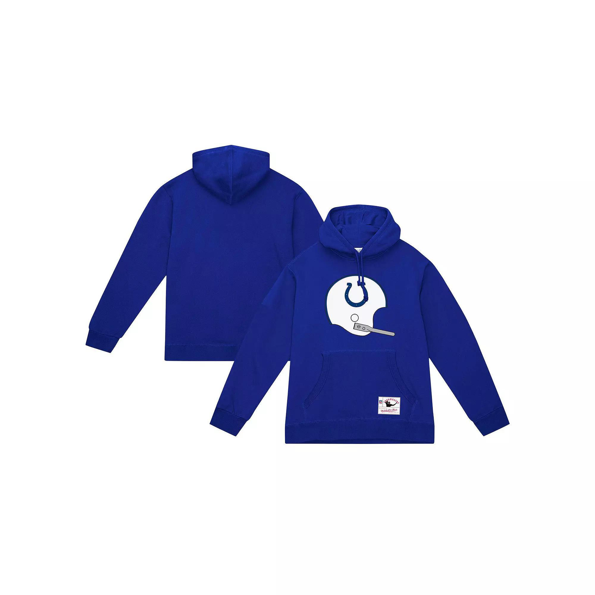 Men's Mitchell & Ness Royal Indianapolis Colts Helmet Logo Vintage Pullover Hoodie, Size: Small, Blue Product Image