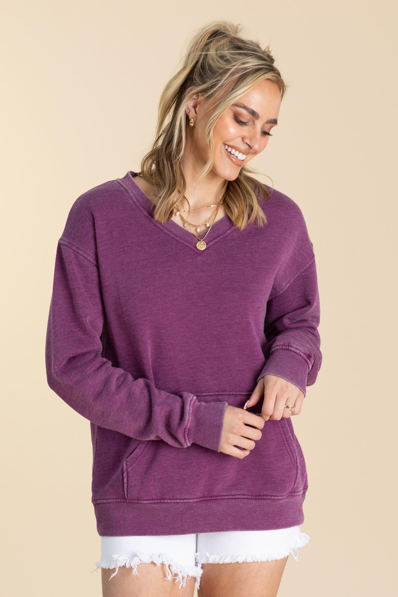 Pigment Dyed Cozy Campfire V-Neck Sweatshirt Product Image