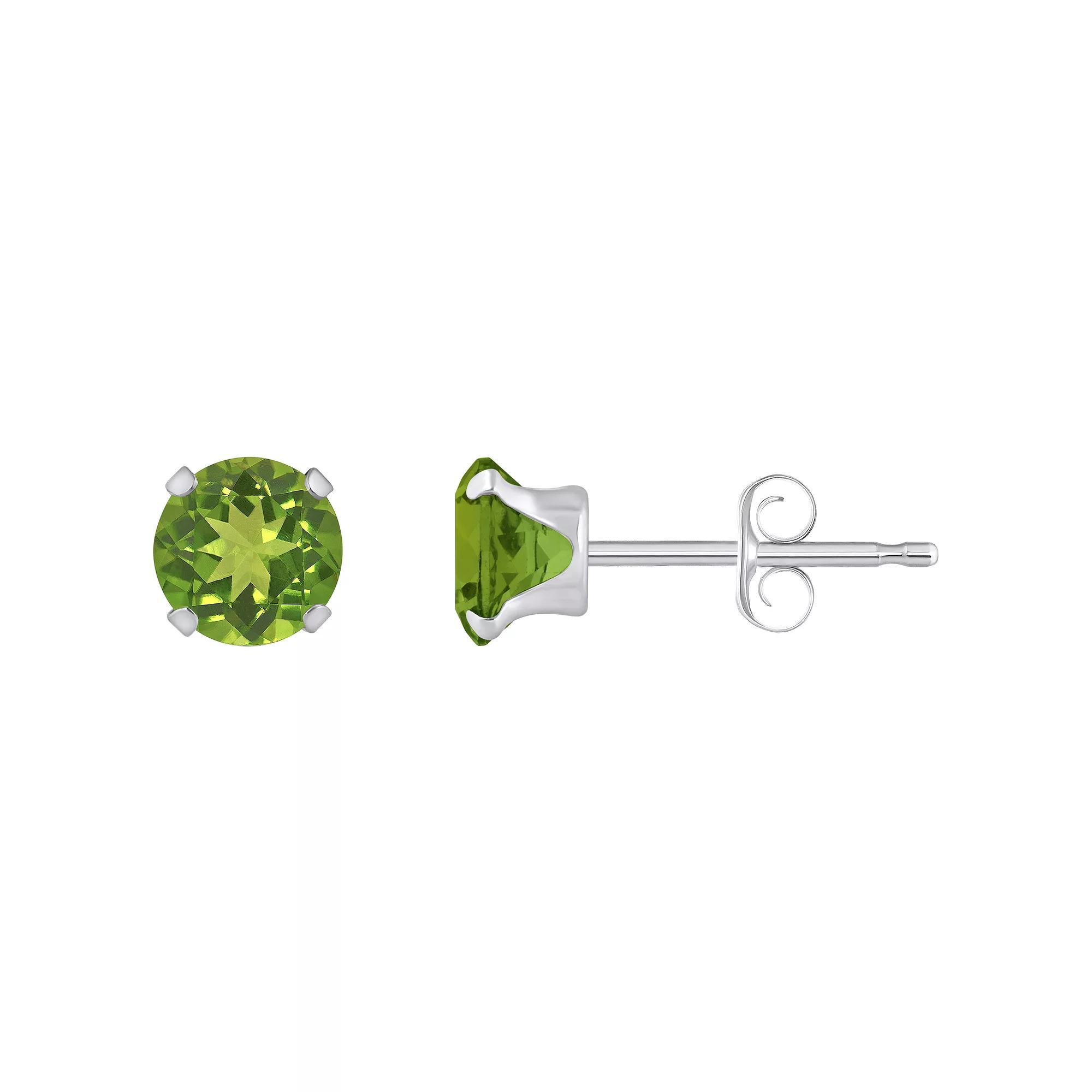 Celebration Gems 10k Gold Round Peridot Stud Earrings, Women's, 10k White Gold Product Image
