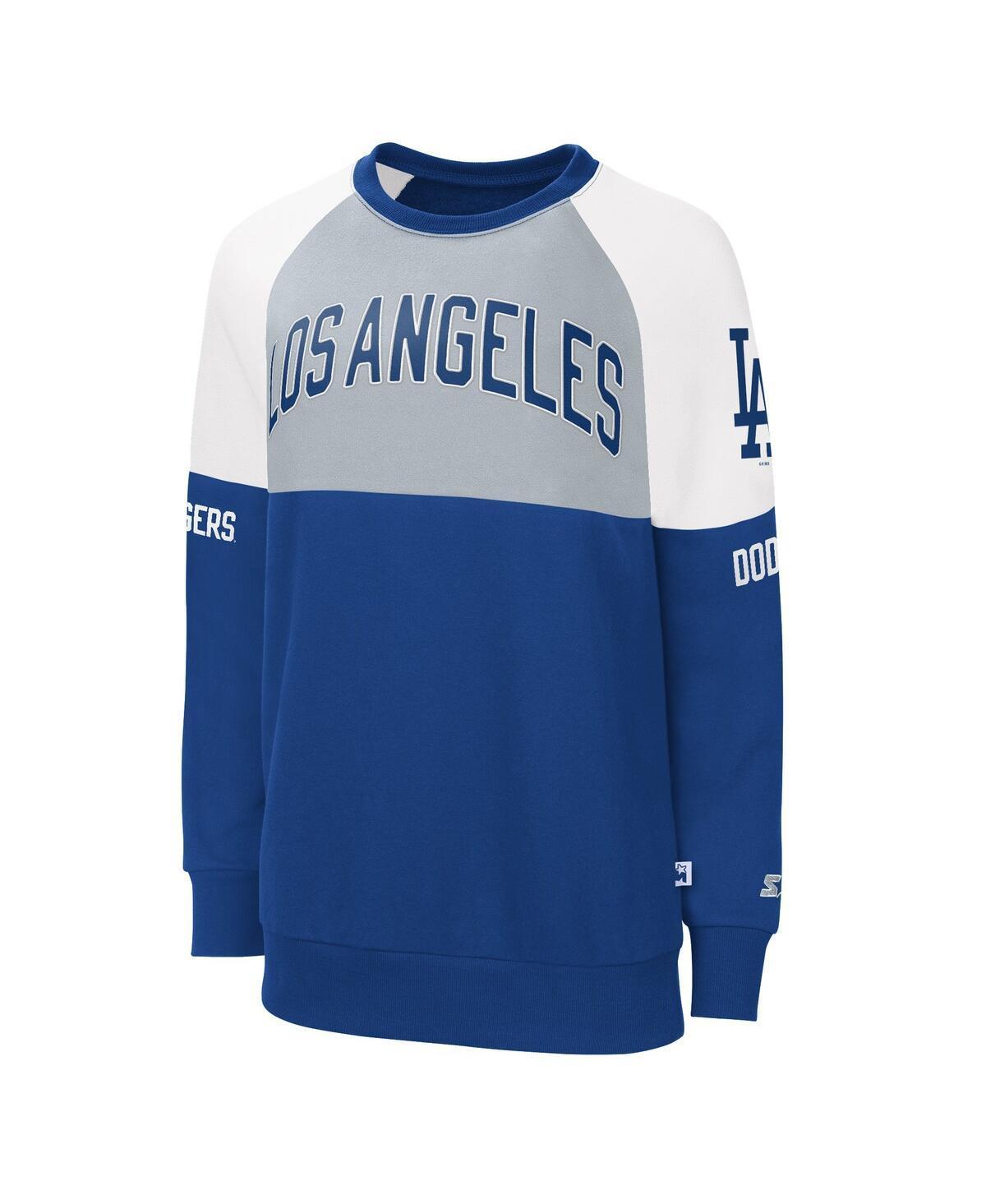 Womens Starter Royal/Gray Los Angeles Dodgers Baseline Raglan Pullover Sweatshirt Product Image