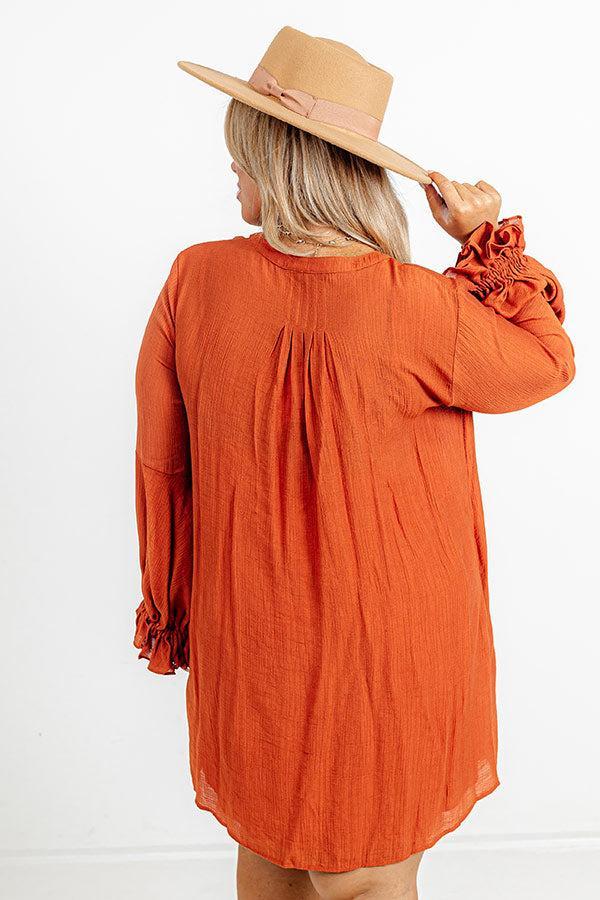 Patio In Paris Shift Dress In Rust Curves Product Image