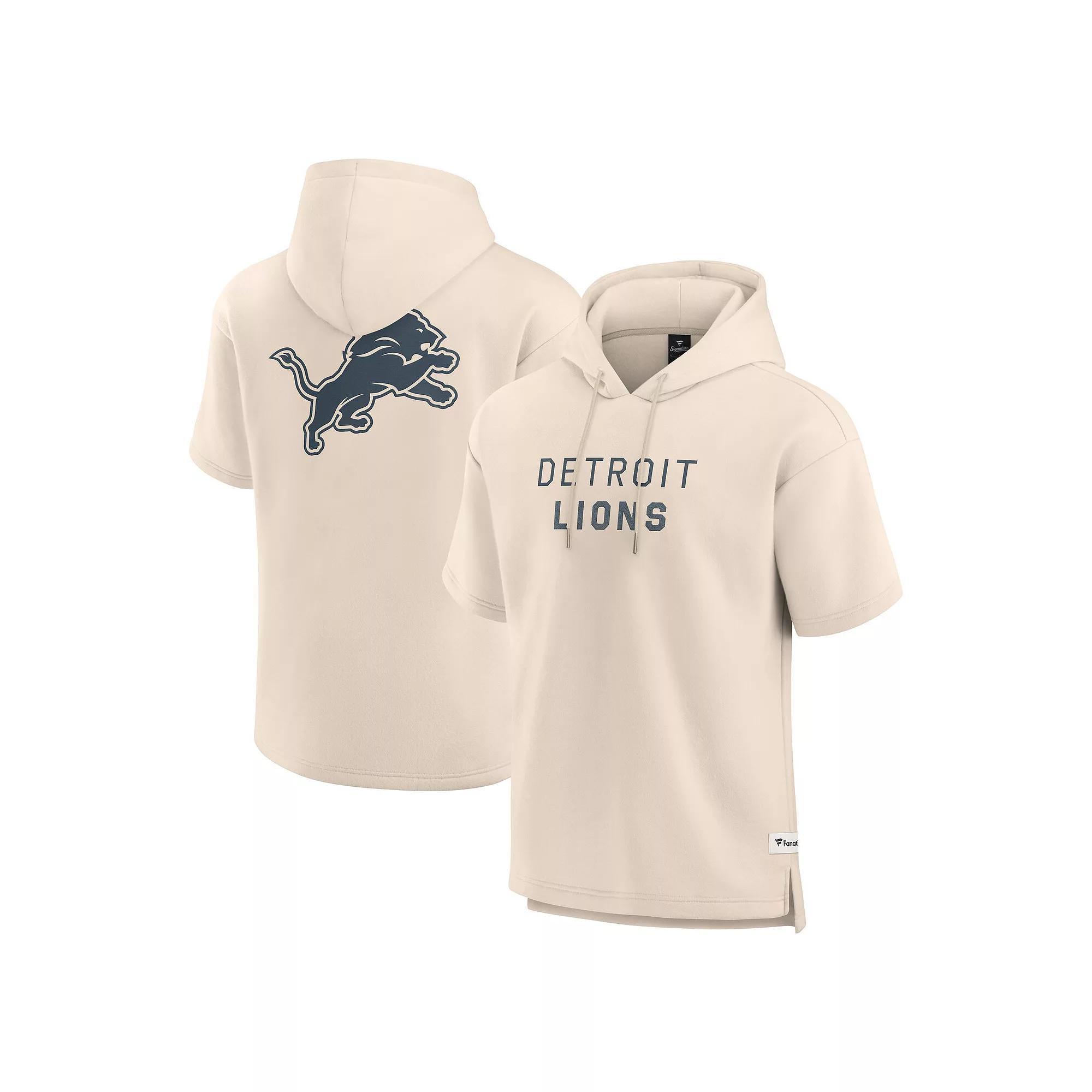 Men's Fanatics Cream Detroit Lions Elements Future Ground Lettering Short Sleeve Pullover Hoodie,  Product Image