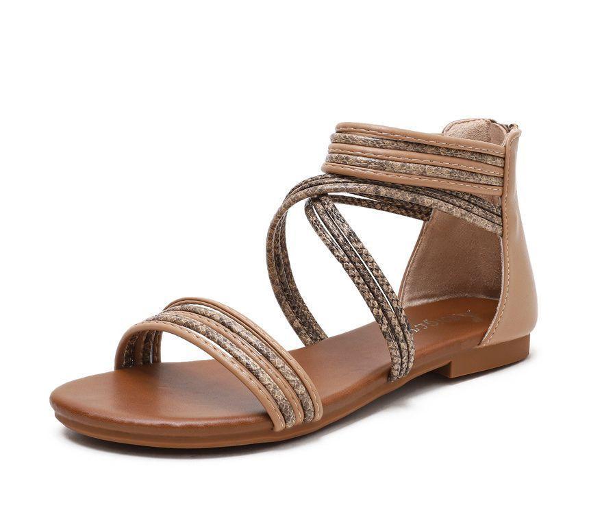 Snakeskin Print Ankle Strap Sandals Product Image