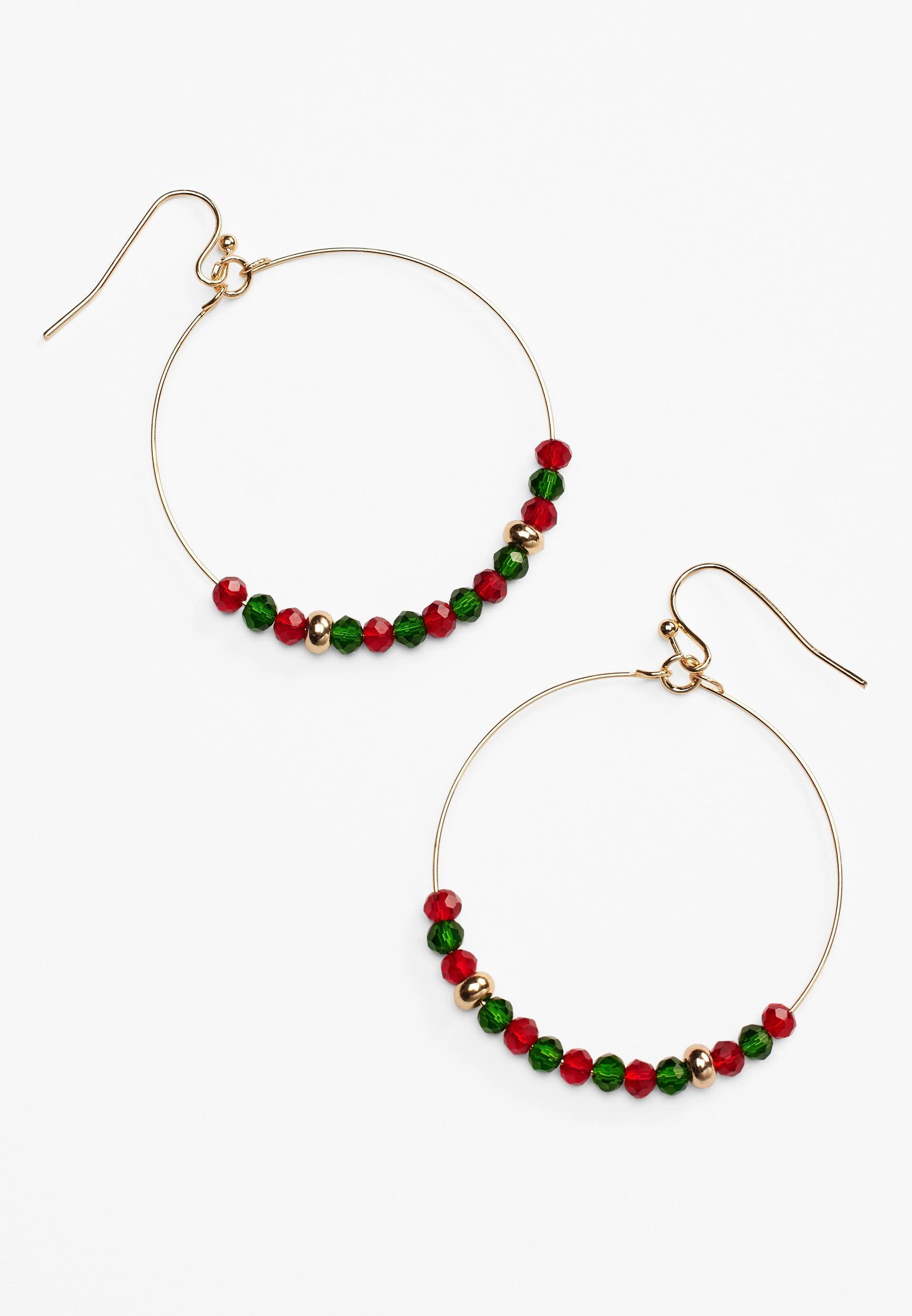 Beaded Hoop Earrings Product Image