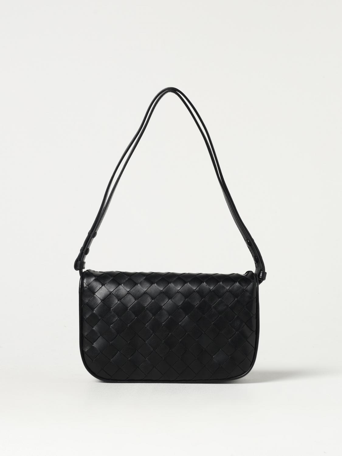 BOTTEGA VENETA Intrecciato Foldover Top Shoulder Bag In Black Product Image