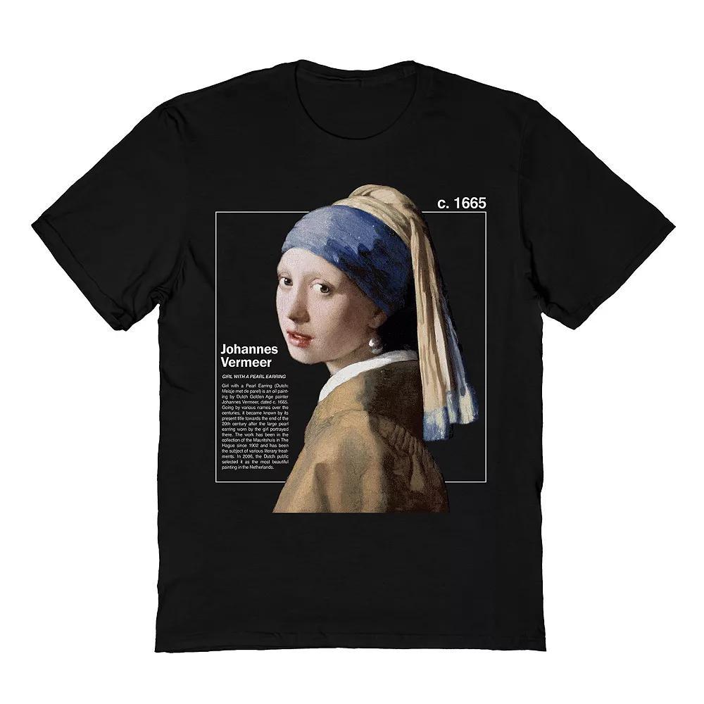 Men's Johannes Vermeer Girl with Pearl Earring Tee, Size: Medium, Black Product Image