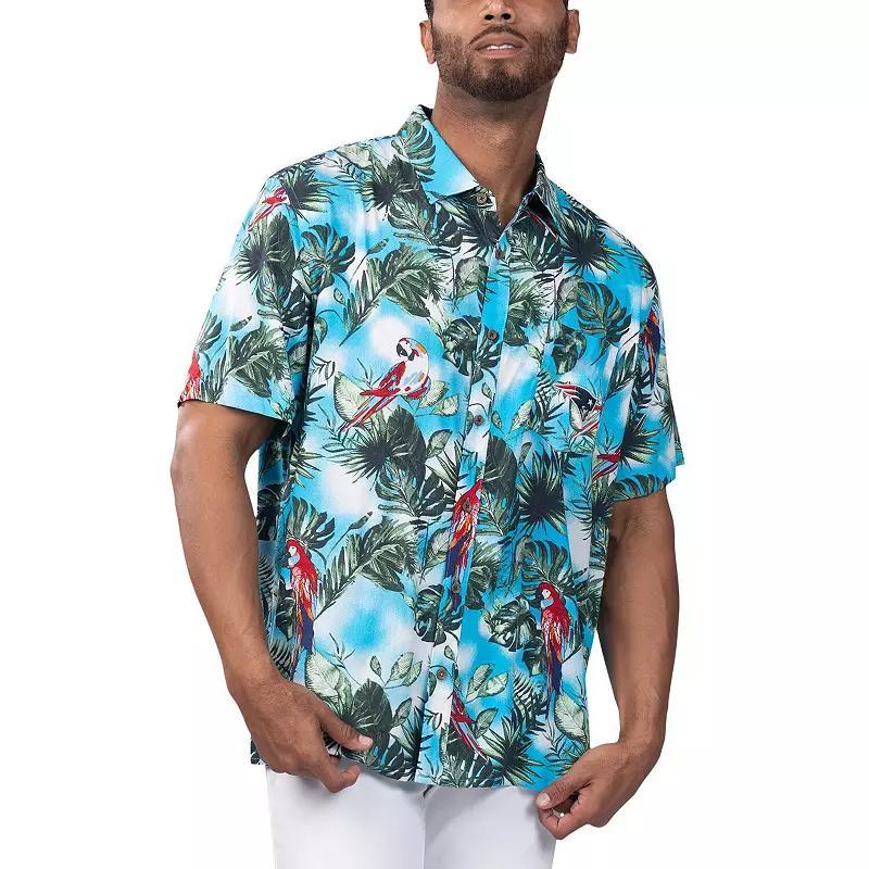 Men's Margaritaville Light Blue New York Jets Jungle Parrot Party Button-Up Shirt,  Product Image