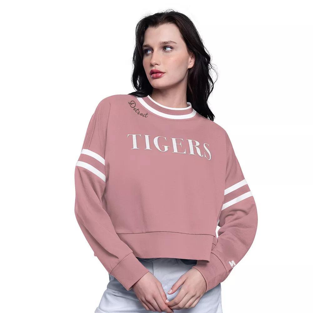 Women's Starter Pink Chicago Cubs Power Play Cropped Pullover Sweatshirt,  Product Image