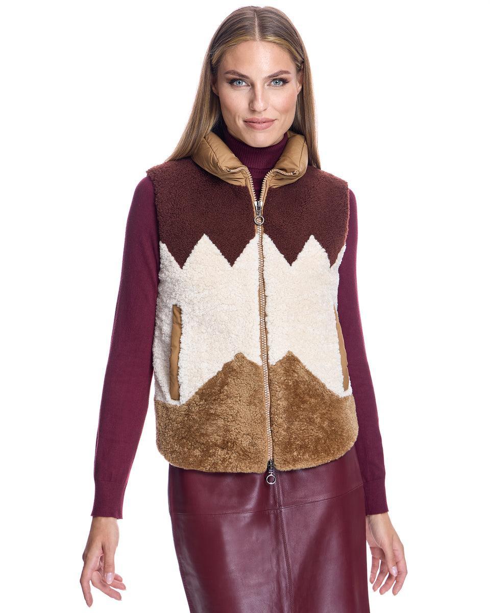 Shearling Lamb Vest with Nylon Puffer Back Product Image