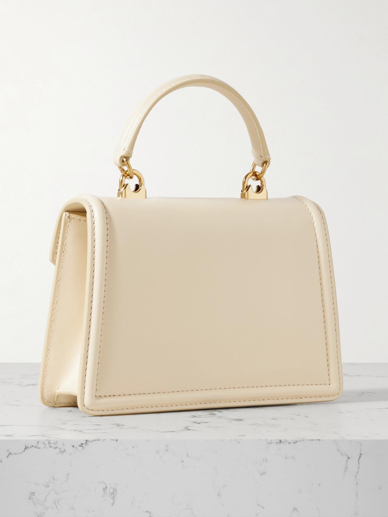 DOLCE & GABBANA Devotion Small Embellished Leather Shoulder Bag In White Product Image