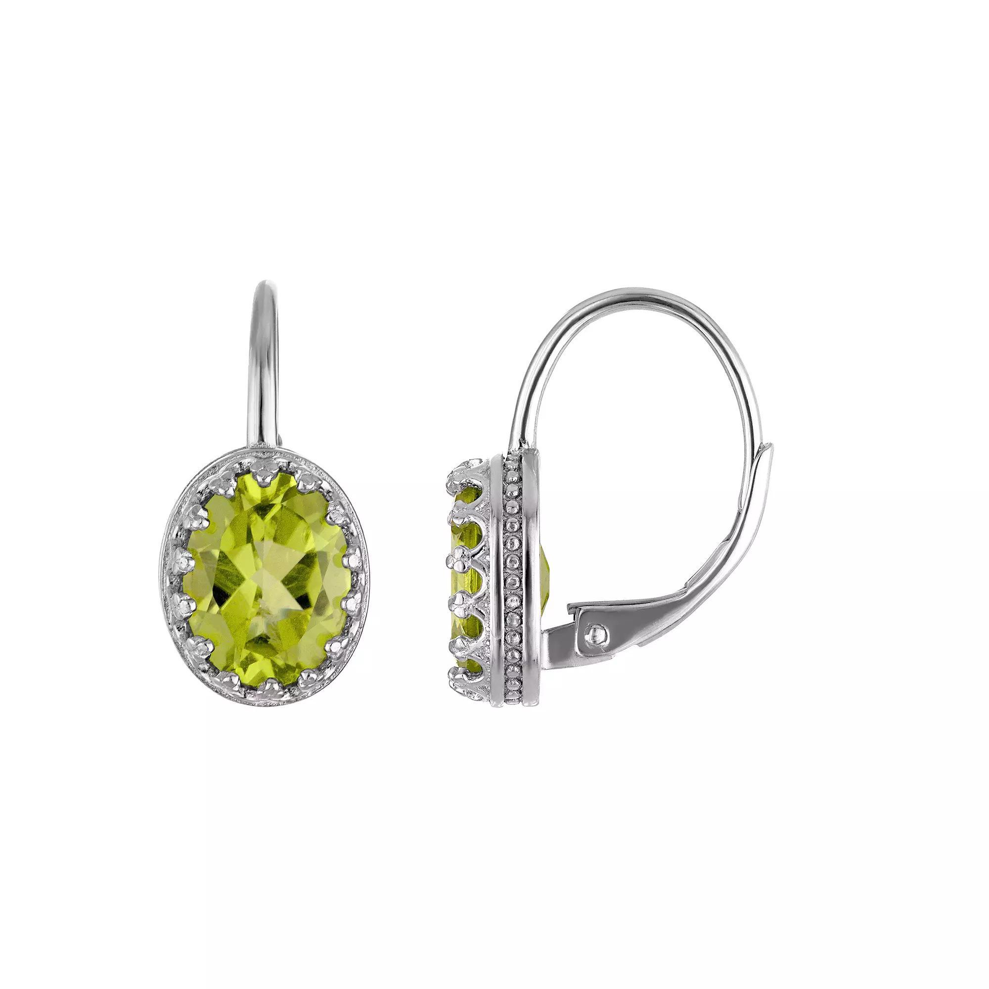 Designs by Gioelli Sterling Silver Gemstone Leverback Earrings, Women's, Cr White Product Image