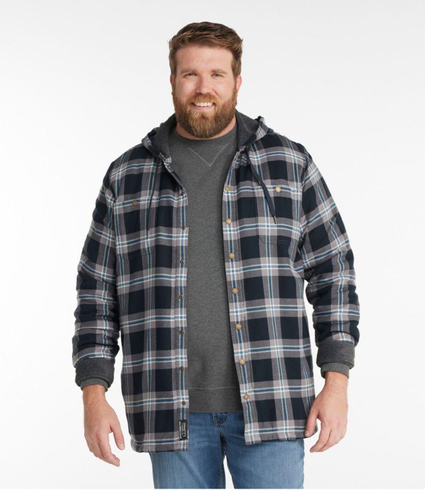 
                            Men's Fleece-Lined Flannel Shirt, Hooded Snap Front, Slightly Fitted
                         Product Image