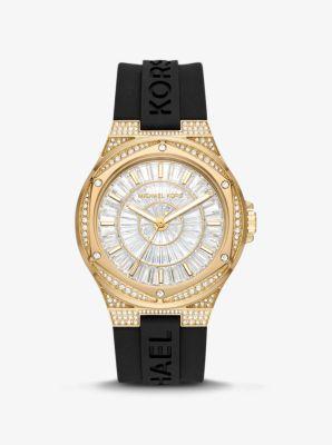 Oversized Lennox Pavé Rose Gold-Tone and Silicone Watch Product Image