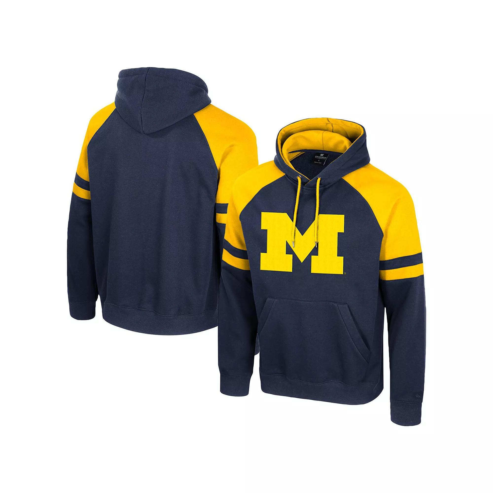 Men's Colosseum  Navy Michigan Wolverines Todd Raglan Pullover Hoodie, Size: Medium, Blue Product Image