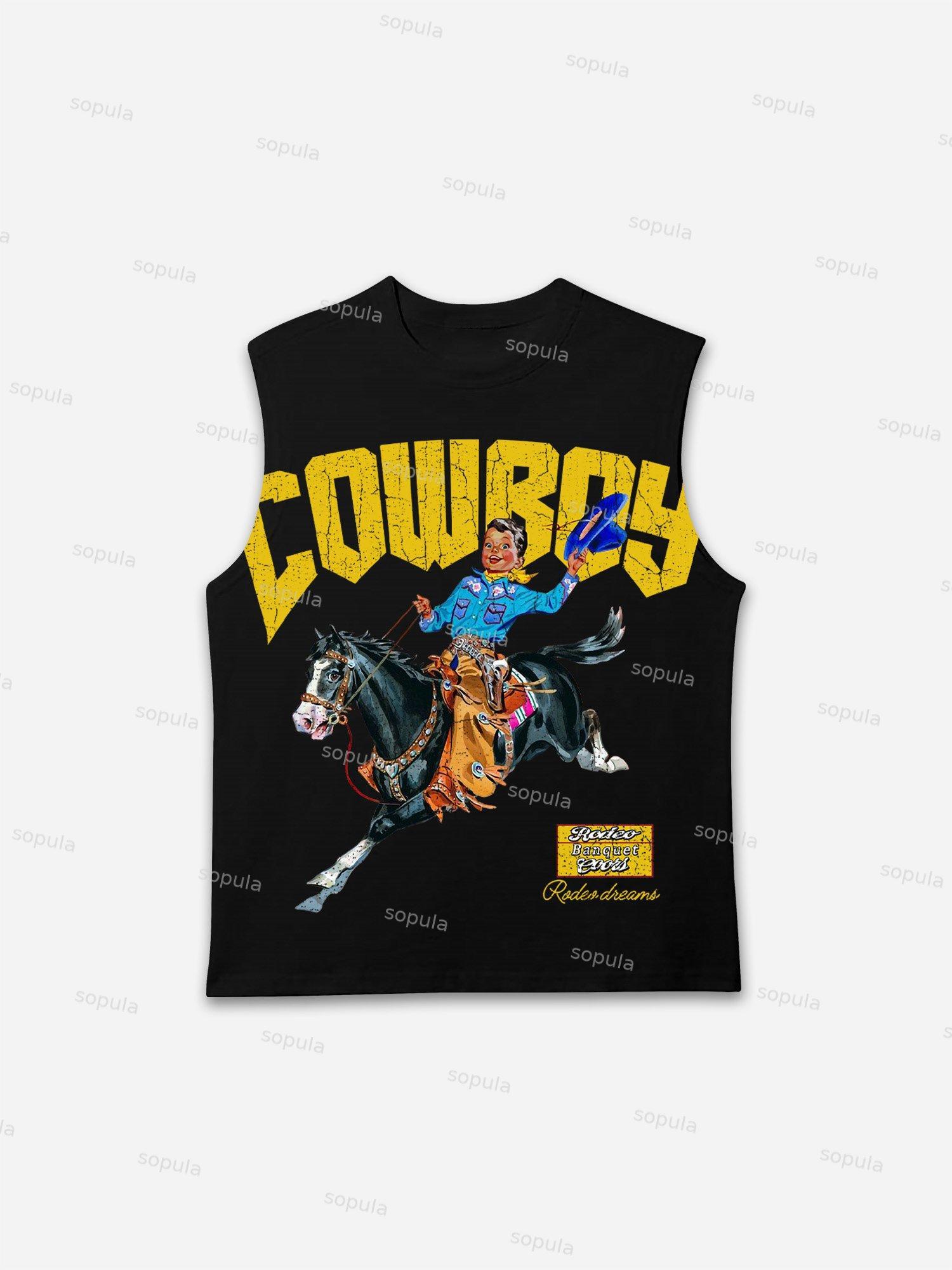 Cowboy Rodeo Dreams Print Tank Top Product Image