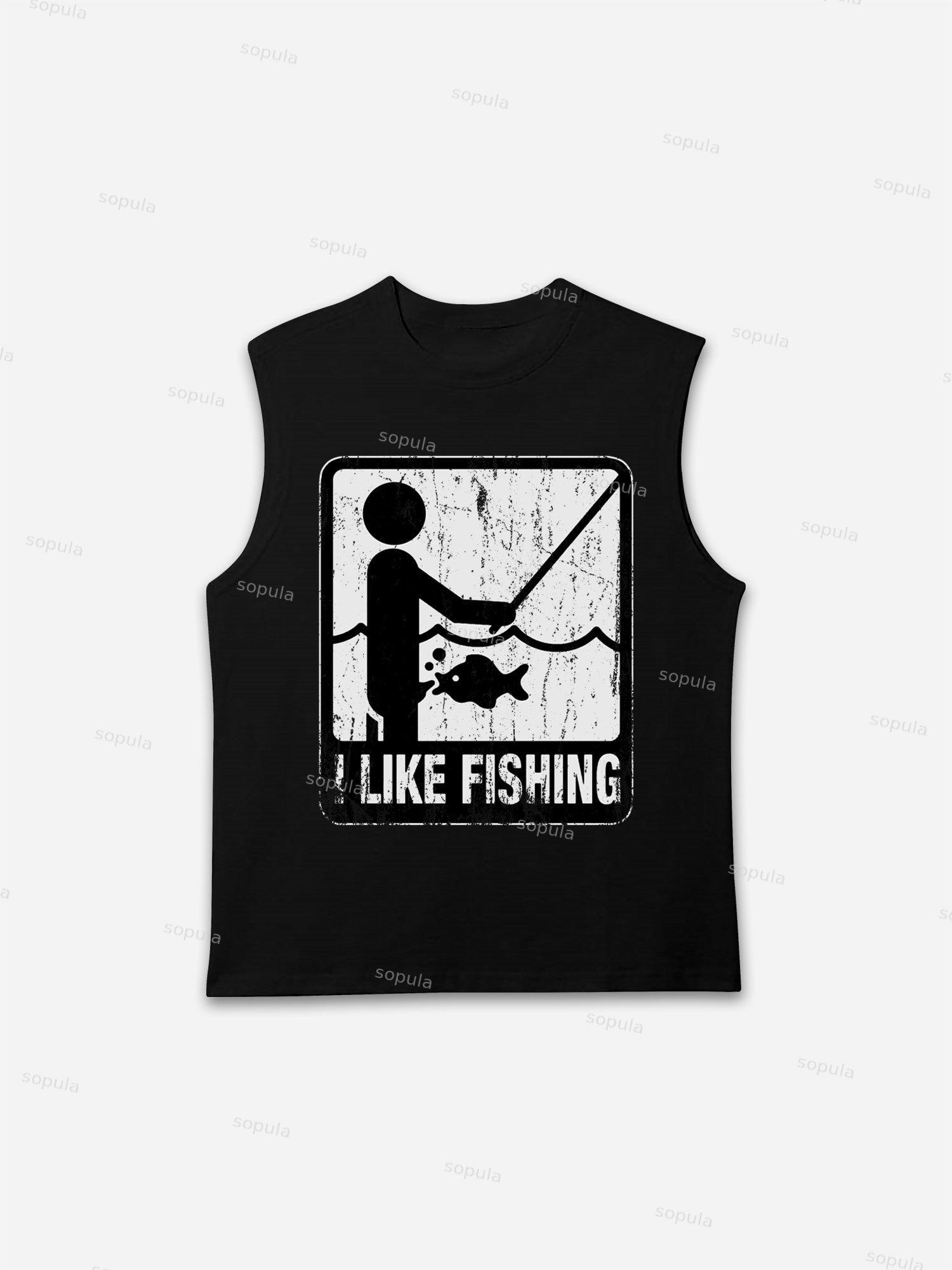 I Like Fishing Vacation Spoof Vintage Graphic Tank Top Product Image