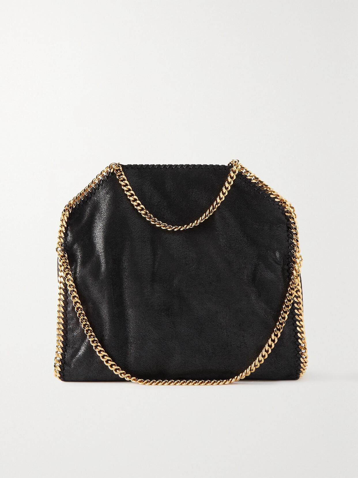 STELLA MCCARTNEY The Falabella Mini Faux Brushed-leather Shoulder Bag In Black Product Image