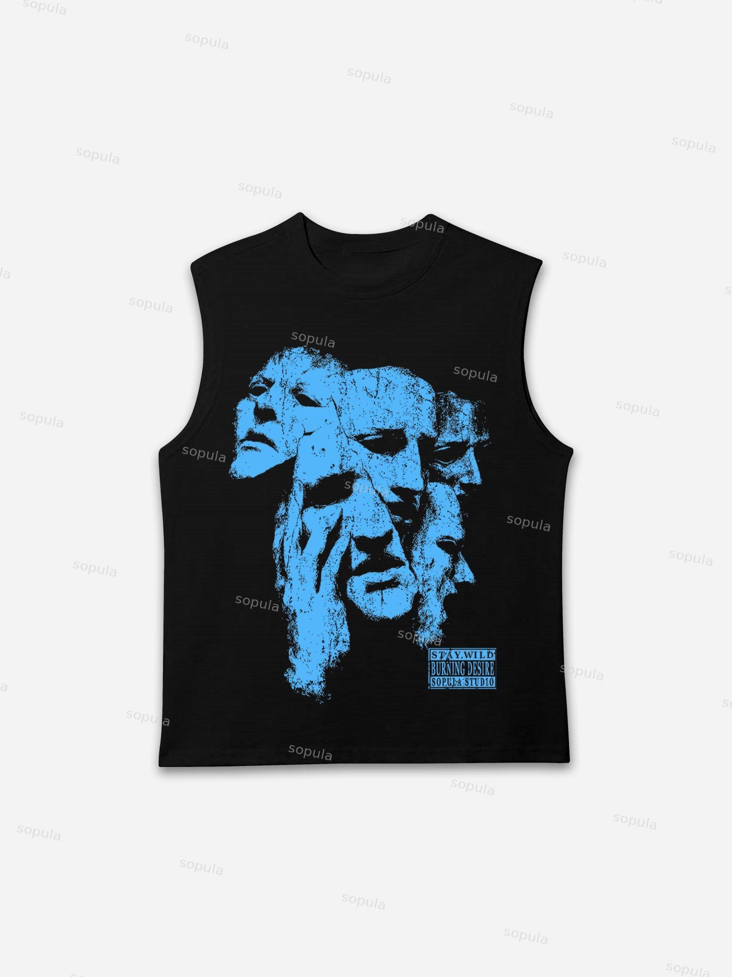 Sopula Abstract Mask Graphic Print Tank Top Product Image