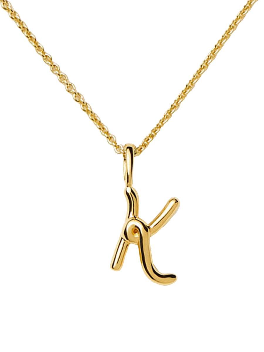 Womens 18K Gold Vermeil Curly Molten Mini Initial Necklace Product Image