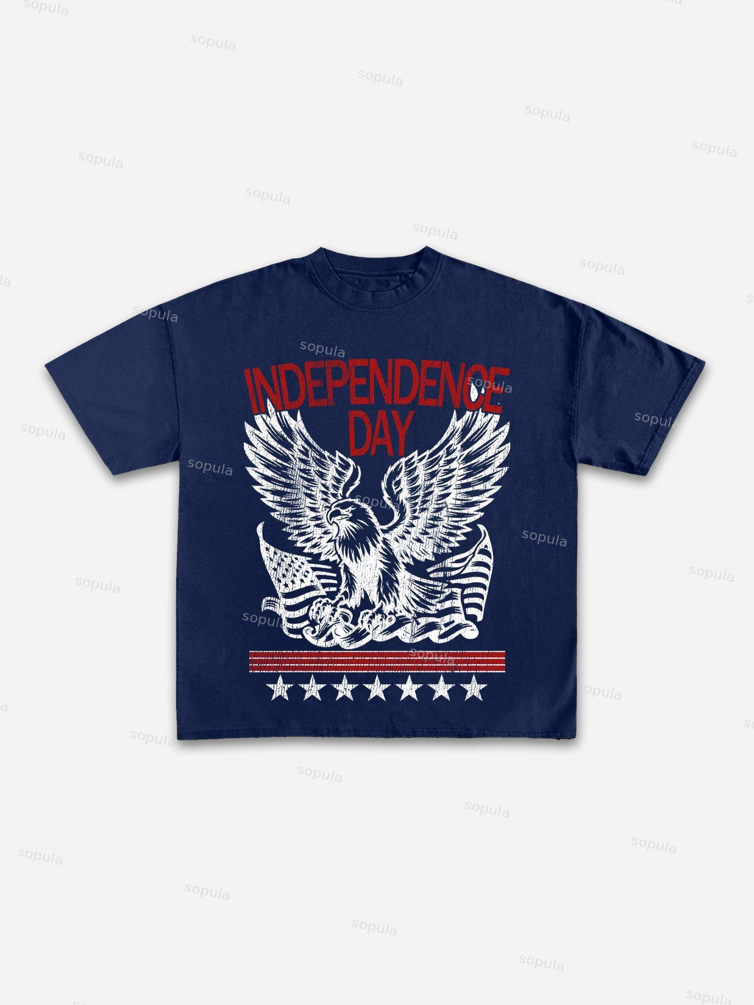 Sopula Patriotic Independence Day Print Cotton T-shirt Product Image