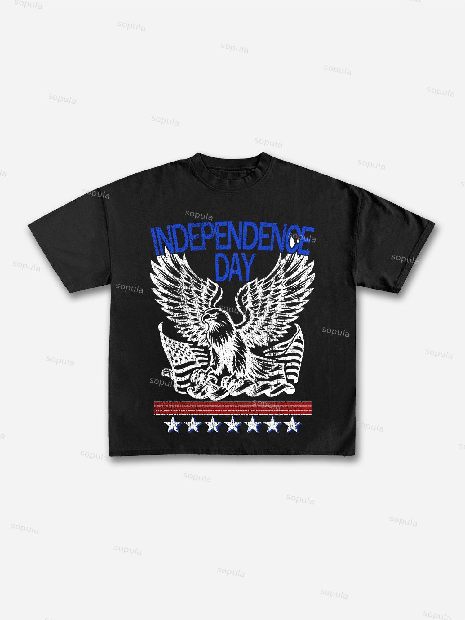 Sopula Patriotic Independence Day Print Cotton T-shirt Product Image