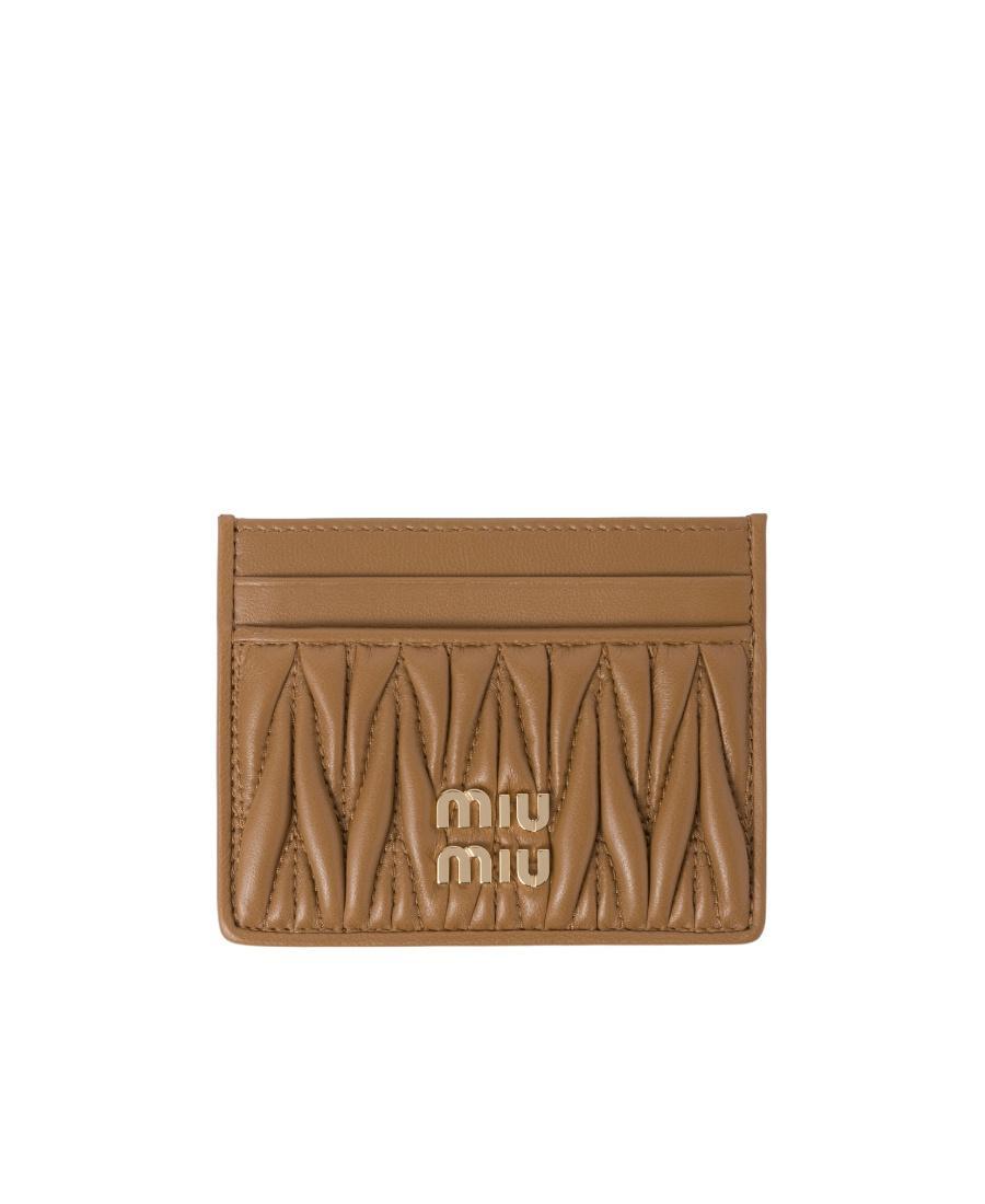 MIU MIU Card Holder In Quilted Nappa In Nude & Neutrals Product Image