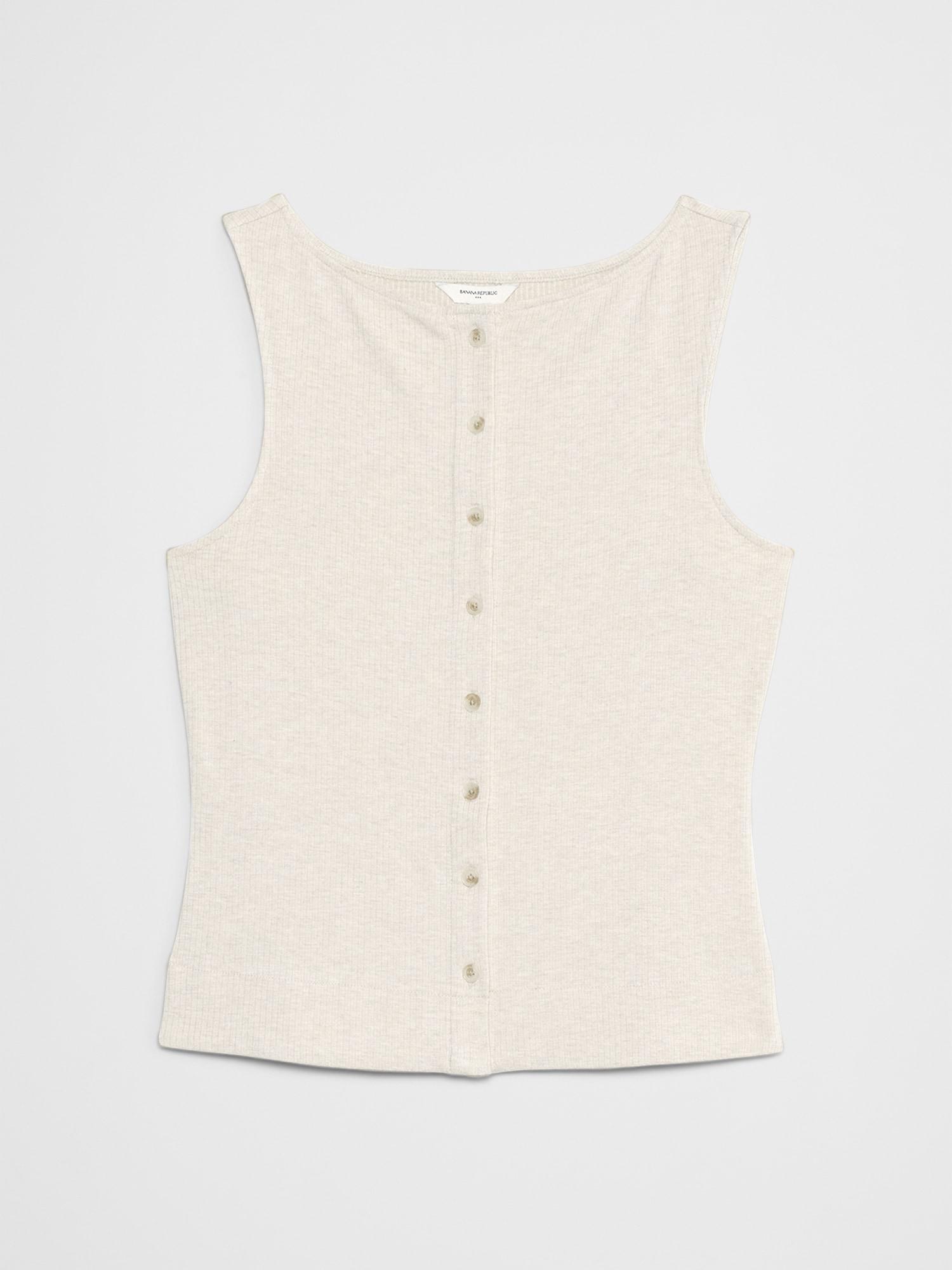 Ribbed Button-Up Tank Product Image