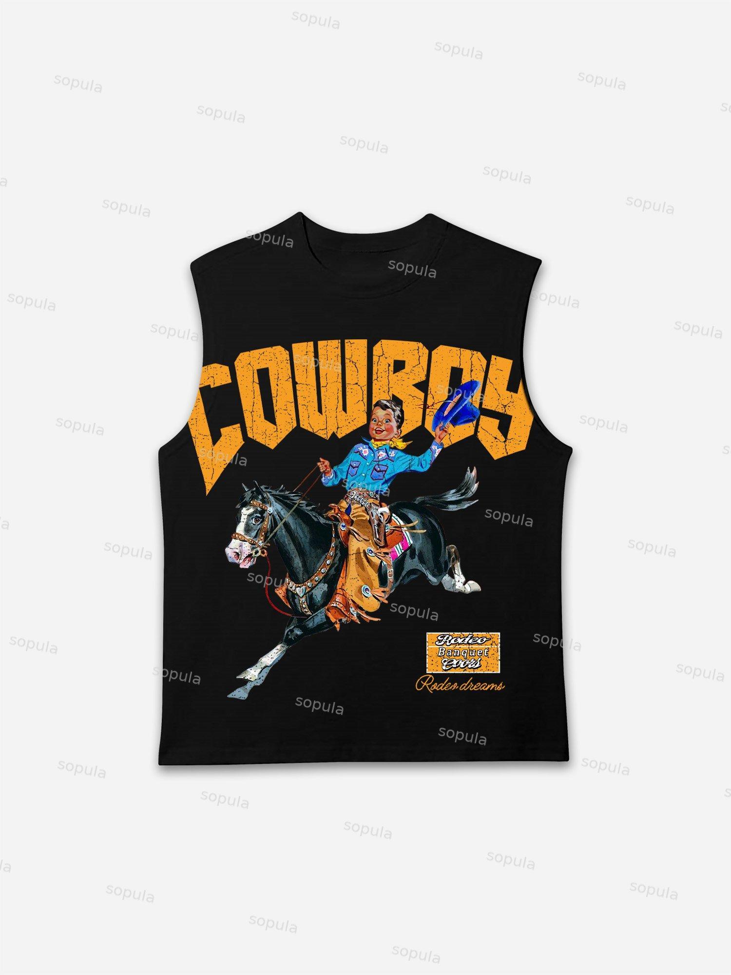 Cowboy Rodeo Dreams Print Tank Top Product Image