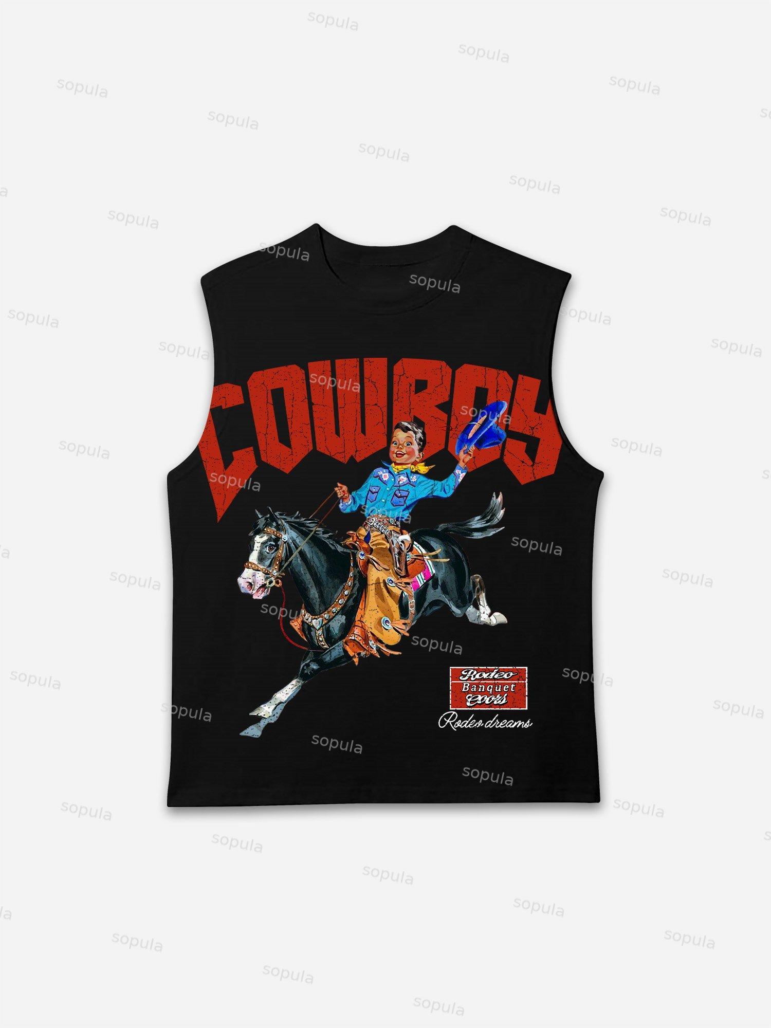 Cowboy Rodeo Dreams Print Tank Top Product Image