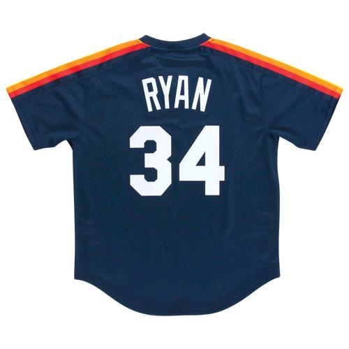 Mens Mitchell & Ness Nolan Ryan Houston Astros 1988 Authentic Cooperstown Collection Mesh Batting Practice Jersey Blue Product Image