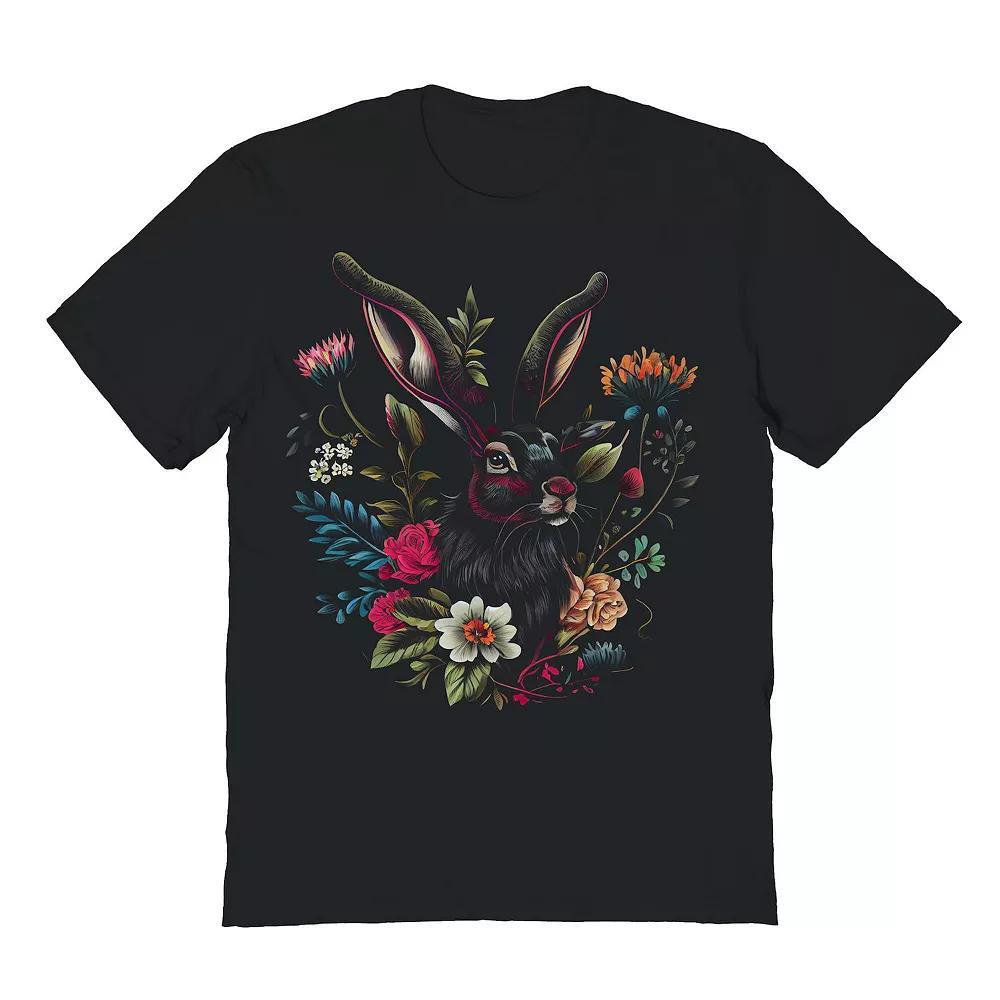 Men's Botanical Bunny Easter Graphic Tee, Size: XXL, Black Product Image