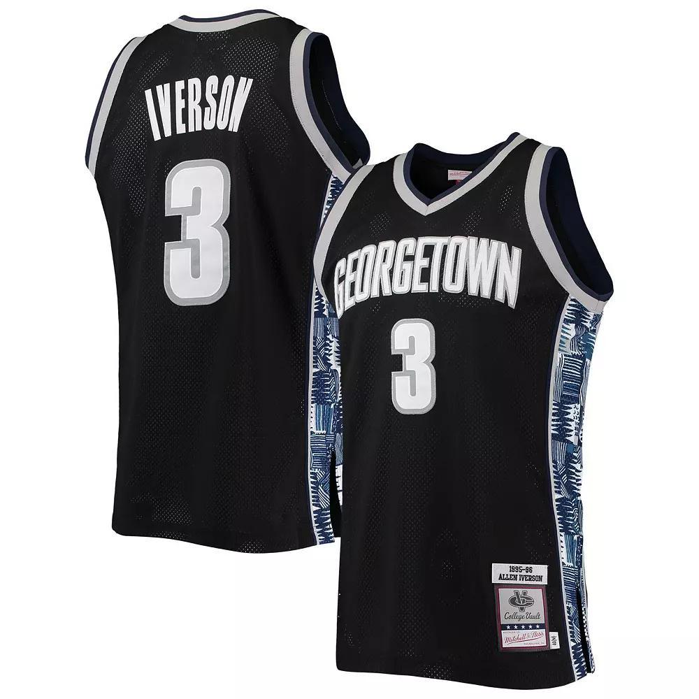 Men's Mitchell & Ness Allen Iverson Black Georgetown Hoyas 1995/96 Authentic Throwback Jersey, Size: Large, Grg Black Product Image
