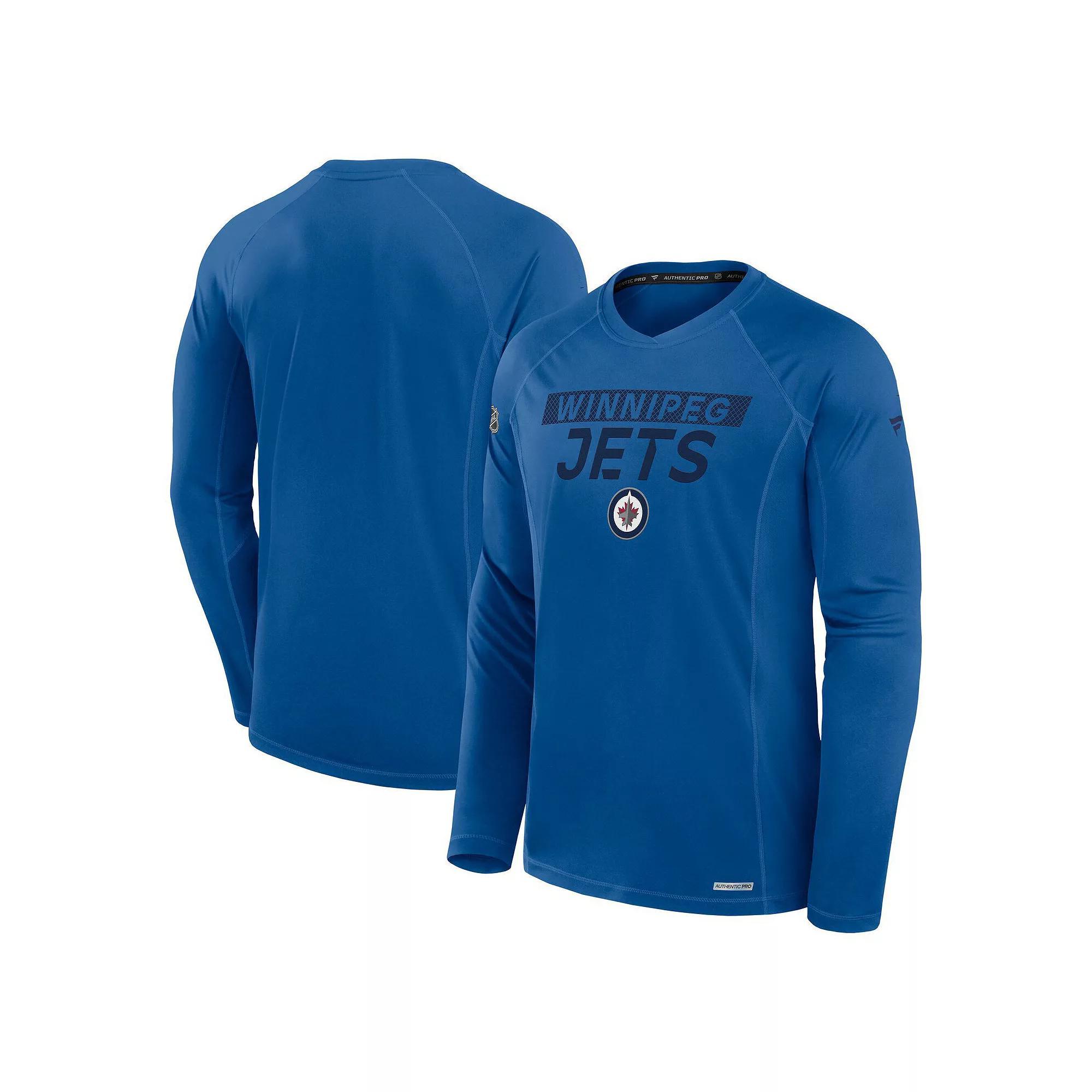 Men's Fanatics Blue Winnipeg Jets Authentic Pro Rink Tech Long Sleeve T-Shirt, Size: Small, Jts Blue Product Image