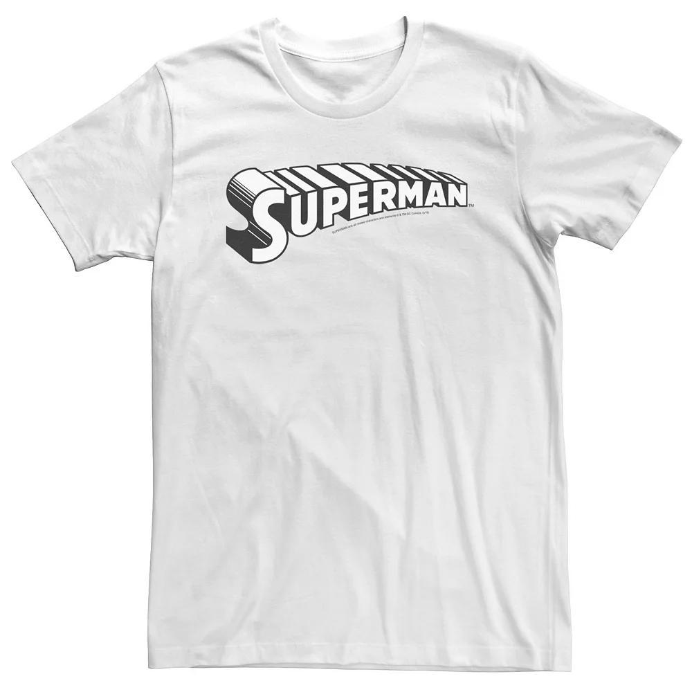 Big & Tall DC Comics Superman Black & White Text Chest Logo Tee, Men's,  Product Image