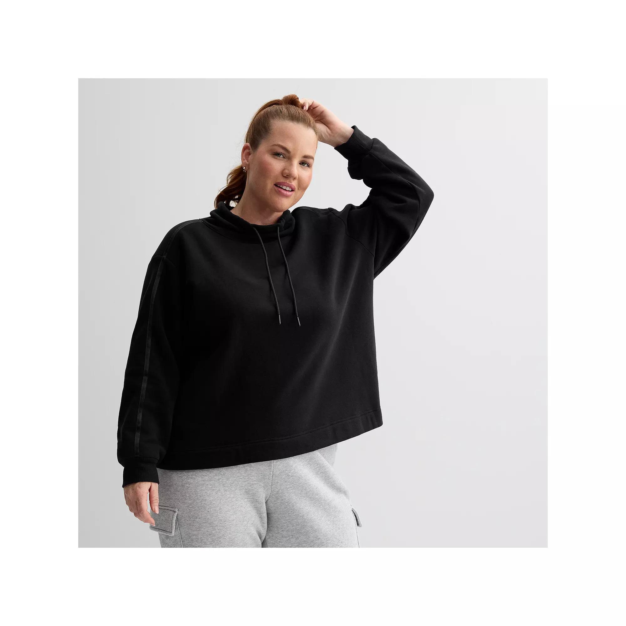 Plus Size Tek Gear® Ultrasoft Fleece Funnel Neck Pullover, Women's, Size: 2XL, Mineral Black Product Image