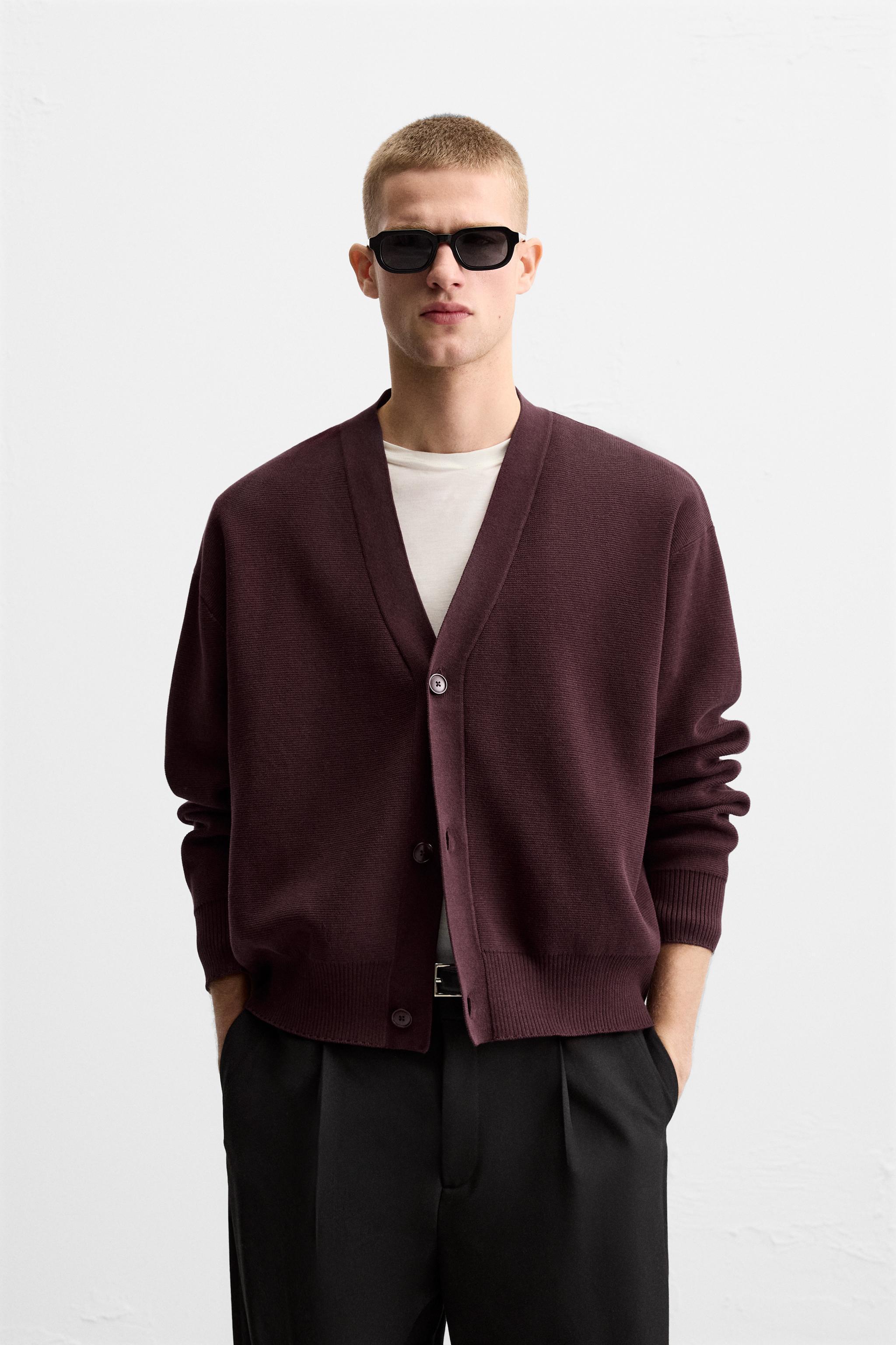 TEXTURED COTTON CARDIGAN Product Image