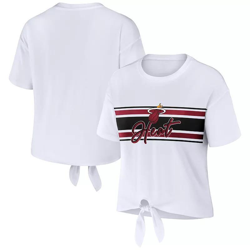Women's WEAR by Erin Andrews White Miami Heat Tie-Front T-Shirt,  Product Image