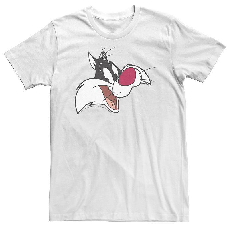 Big & Tall Looney Tunes Sylvester Face Portrait Tee, Men's, Size: XL Tall, White Product Image