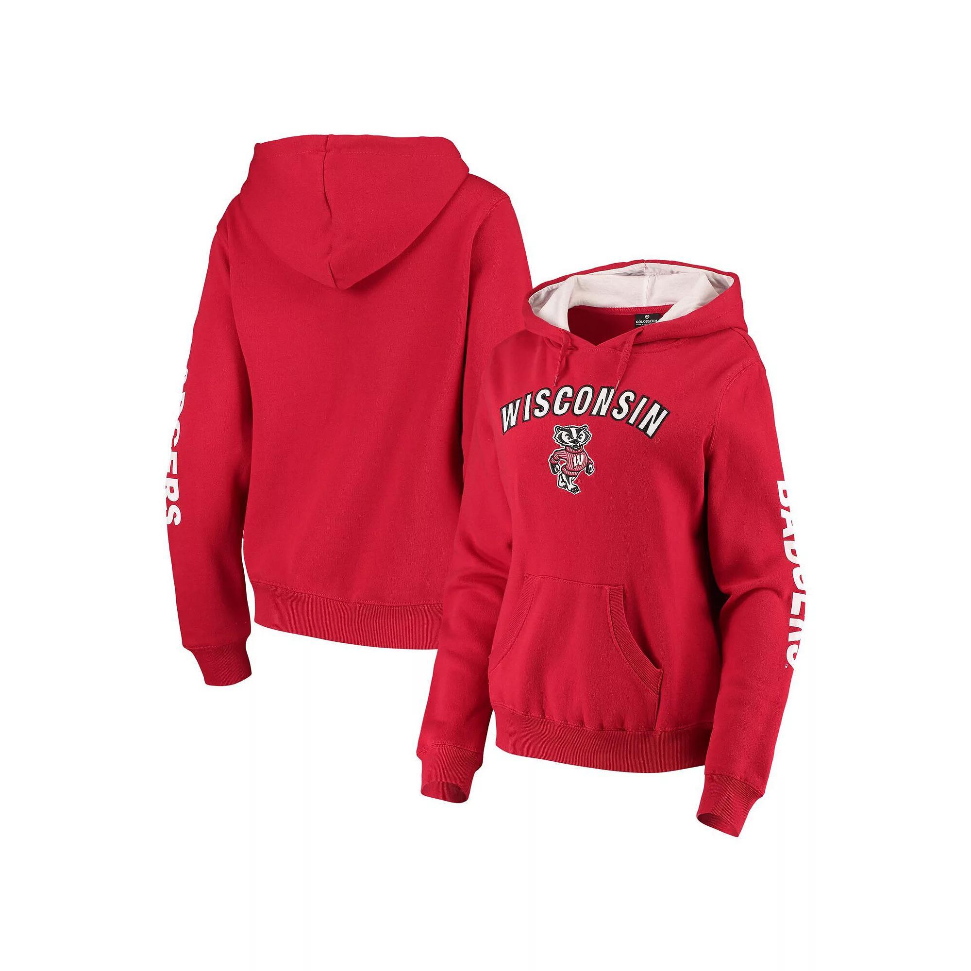 Women's Colosseum Red Wisconsin Badgers Loud and Proud Pullover Hoodie, Size: 2XL Product Image