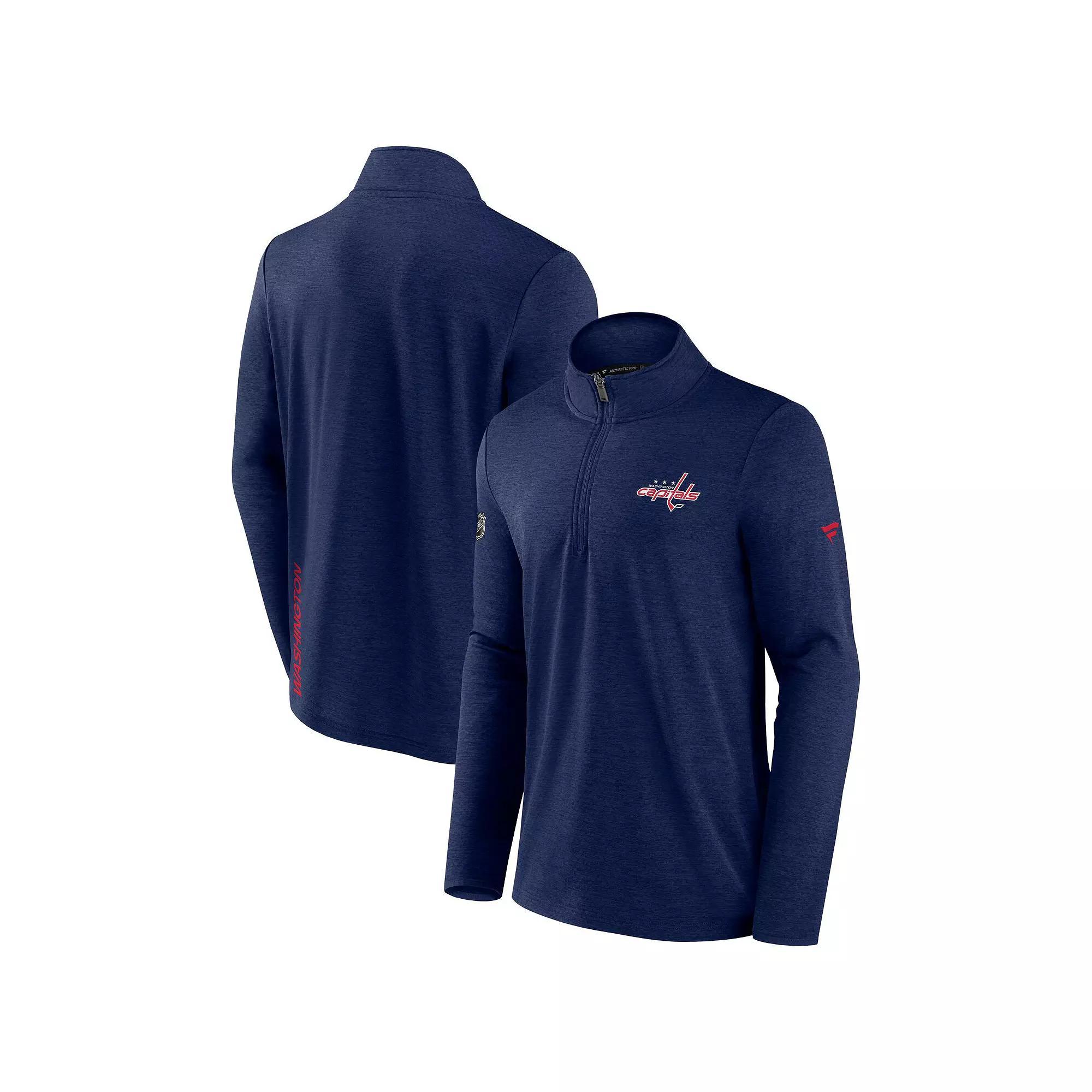 Men's Fanatics Branded Heather Navy Washington Capitals Authentic Pro Rink Quarter-Zip Jacket, Size: Small, Blue Product Image