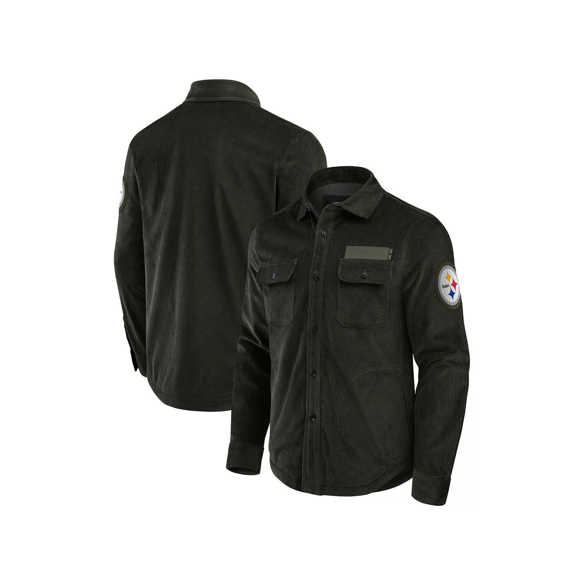 Men's Darius Rucker Collection by Fanatics Dark Green Pittsburgh Steelers Corduroy Full-Button Shacket, Size: Small Product Image
