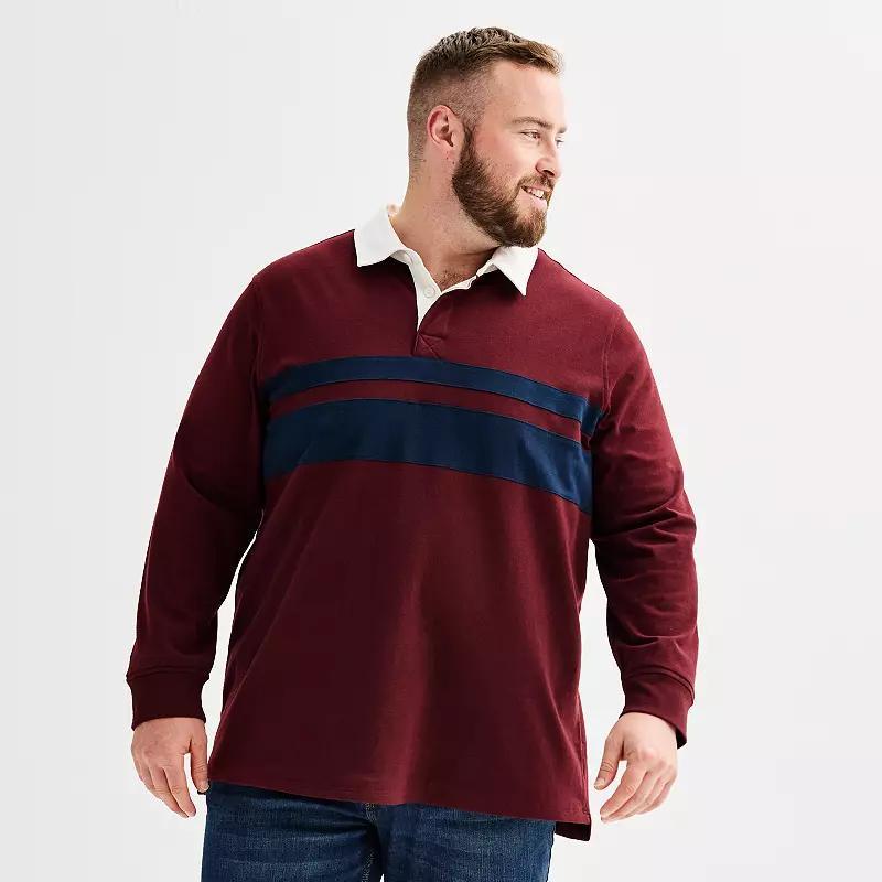 Big & Tall Sonoma Goods For Life® Long Sleeve Rugby Polo, Men's, Size: 3XL Tall, Red Rugby Stripe Product Image