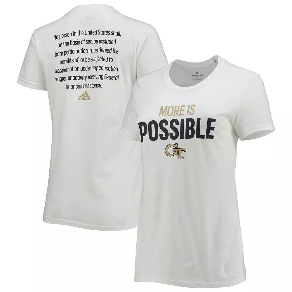 Women's adidas White Georgia Tech Yellow Jackets More Is Possible T-Shirt, Size: Large Product Image