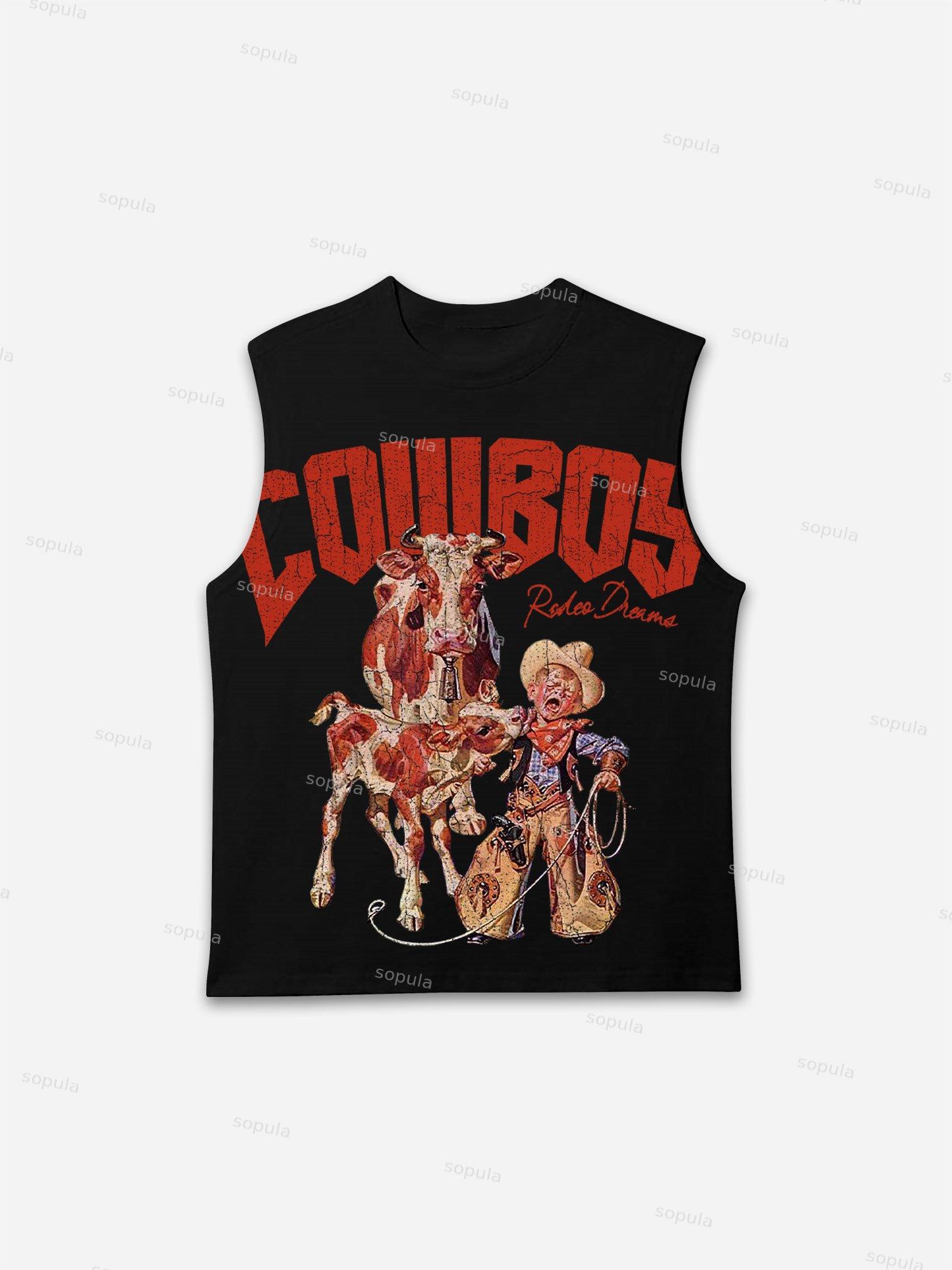Rodeo Cowboy Fun Graphic Print Tank Top Product Image