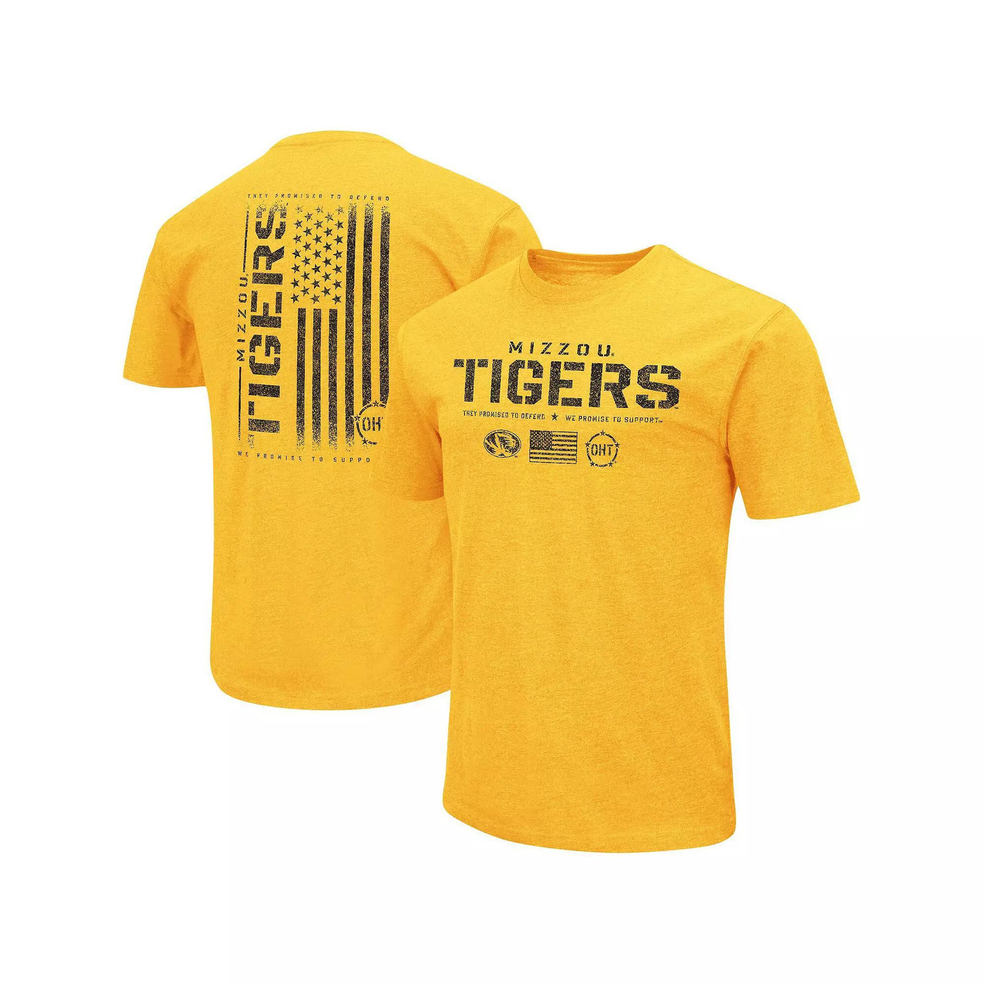 Men's Colosseum Gold Missouri Tigers OHT Military Appreciation Flag 2.0 T-Shirt, Size: Large Product Image